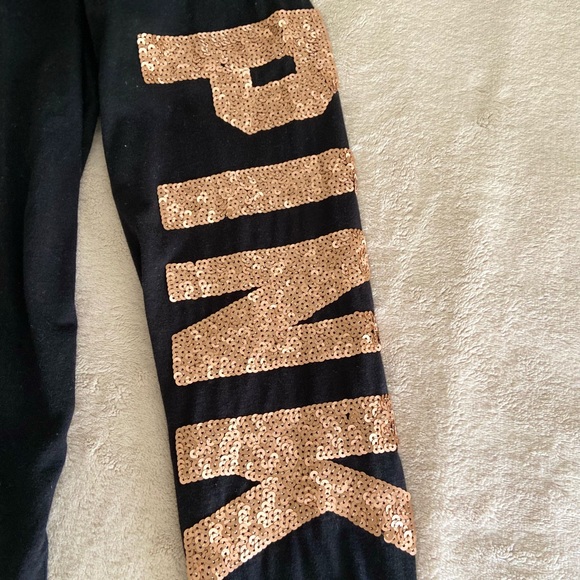 Victoria’s Secret PINK Sequin Black/Rose Gold Sequin Open Back Top - Picture 2 of 5